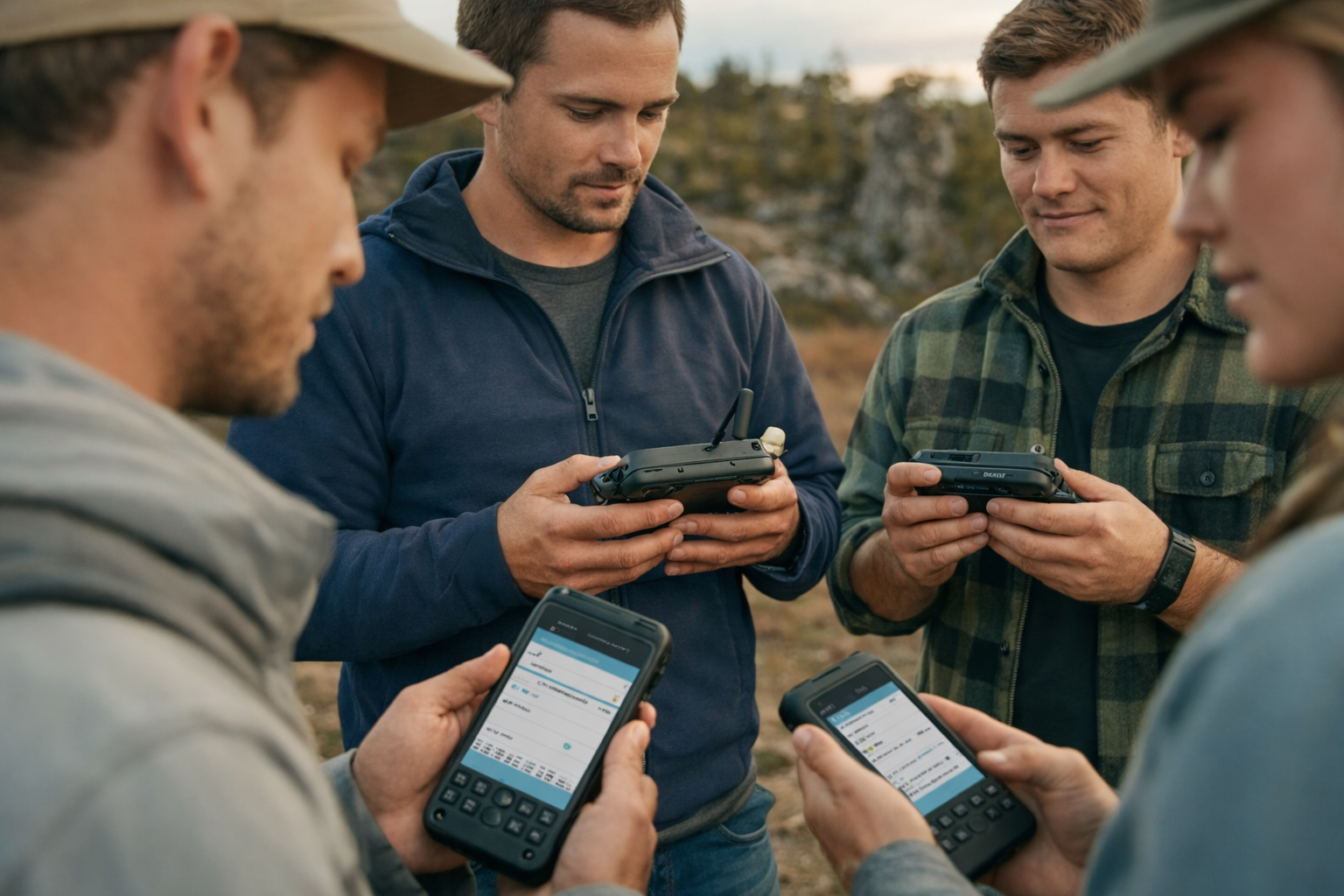 Equip coordinant-se sobre el terreny